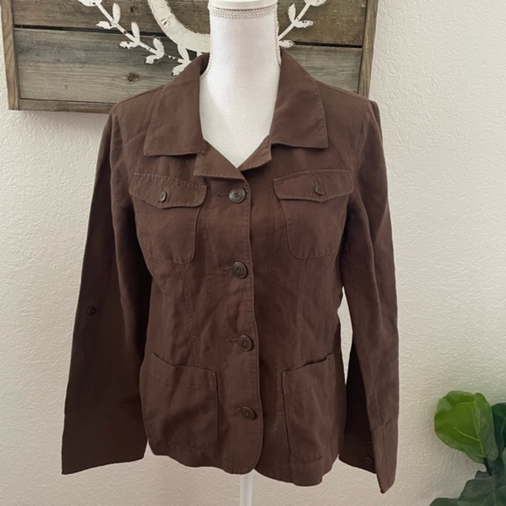 Sundance brown linen cotton blazer jacket size 6